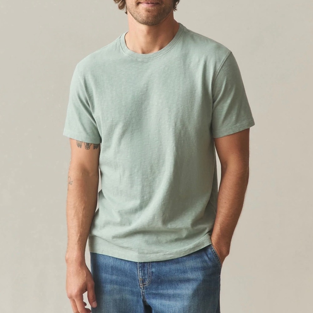 NWOT American‎ Giant Men's Premium Slub Crew Tee 2XL Sage Green Short Sleeve